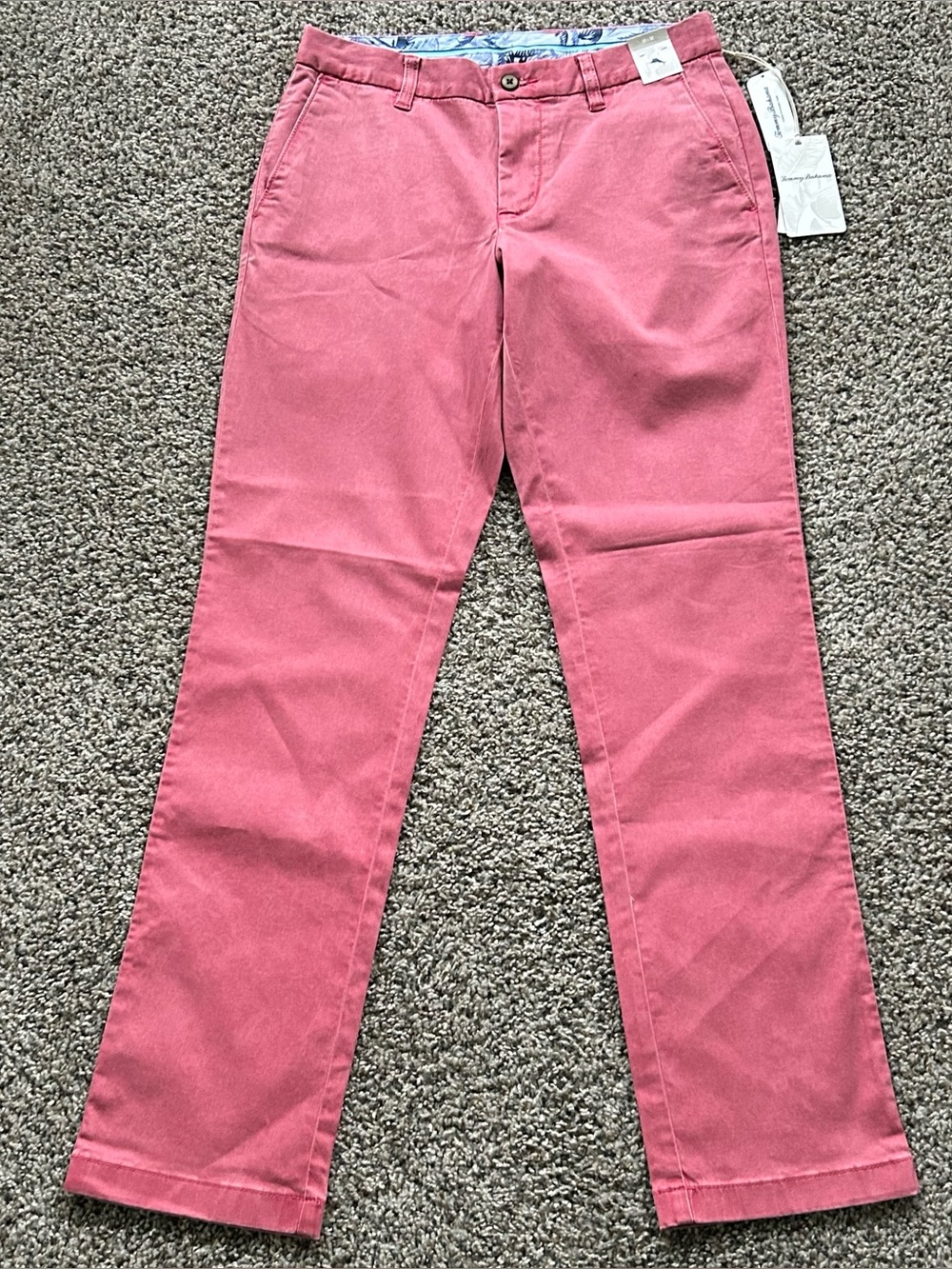 Tommy Bahama Boracay Flat Front Chino Pants Men's Size 30x32 Wild Geranium Pink